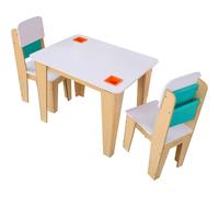 KidKraft Pocket Storage Table & 2 Chair Set in Natural White and Green Colour