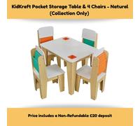 KidKraft Pocket Storage Table and 4 Chairs - Natural (Collection Only)