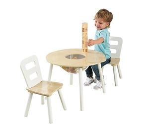 KidKraft Round Wooden Storage Table with 2 Chairs, Kids Table and Chair Sets, Kids Children's Playroom/Bedroom Furniture, 27027