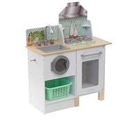 KidKraft Whisk and Wash Toy Kitchen for Kids, Wooden Play Kitchen with Toy Washing Machine, Kids' Kitchen set with Laundry basket, Toddler Toys, Kids' Toys, 10230