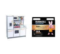 KidKraftUptownElitePlayKitchenforKids,WoodenToyKitchenwithLightsandSounds,Kids'KitchensetwithWorkingIceMaker,Kids'Toys,53437 + Duracell Optimum AAA Batteries (8 pack) - Alkaline Batteries 1.5V - Up To