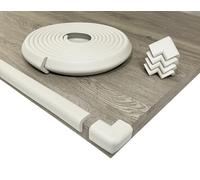 KidKusion Table Cushion | Made in USA | 12 Feet + 4 Corners | Off White | Baby Proof Furniture Edge and Corner Guards