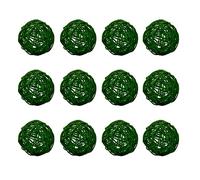 Kidlearn Decorative Balls, Vase Fillers for Home Decor Wicker Rattan Balls (Dark Green, 4CM (12pcs))