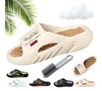 Kidlupe Men's Eva Cloud Slides, Thick-Soled Non-Slip Summer Slippers For Beach & Shower, Cloud Slides Men, Arch Support, Non-Slip, Suitable For Wet And Dry Use, Built For All-Day Ease (Beige,6.5-7.5)