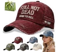 Kidlupe Still Not Dead Baseball Cap - Hard to Kill Vintage Dad Hat, Vintage Dad Hat Break Distressed for Men Women(Red)