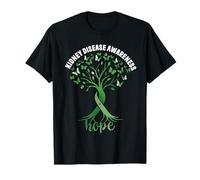 Kidney Disease Awareness Green Ribbon Tree Hope Butterflies T-Shirt