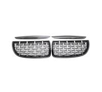 Kidney Grill For Bmw 3 Series E90 E91 2005-2008 Meteor Semi-plated Middle Mesh Diamond Kidney Grille Accessories Portable Car Chrome Plated Front Grille(Black sliver)