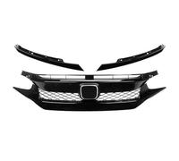 Kidney Grille Double Slats For Civic 10th Gen 2016 2017 2018 2019 2020 2021 Front Grille Racing Grill Net Car Grid Splitter Upper Bumper Hood Mesh Grills Double Bar Grill(2021 Type 1)
