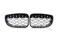 Kidney Grille For BMW 1 Series E81 E87 07-11 Black And Glossy M-Color Double Grille Replacement Racing Front Bumper Grilles Bumper(Diamond-Chrome Black)