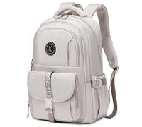 KIDNUO College Backpack, Travel Laptop Backpacks 15.6 Inch for Women Men, Large Kids School Bag for Girls Boy Student Bookbag, Beige, Modern