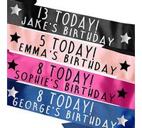 KidoFlex Personalised Birthday Sash - Childs Birthday 4th 5th 6th 7th 8th 9th 10th 13th - Any age or name