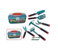 Kidoloop 8 Pcs Kids Children My First Gardening Sand Tool Set with Carry Case Pretend Play, ABS Material & Smooth Rounded Edges, 6 Pcs Tools, 1 Garderer Card with Carry Case
