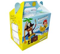 Kidoodle 48 x PIRATE THEMED ACTIVITY MEAL BOX - Childrens Kids Carry Food Birthday Party Cardboard Lunch Box- Picnic Wedding Favours Snack Box