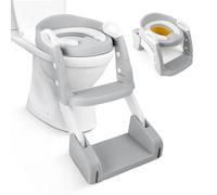Kidoola 2-in-1 Toddler Potty and Ladder - Soft Seat, Non-Slip, Splash Guard - Ideal for Potty Training Stages - Portable, Lightweight, and Easy to Clean - Perfect for Boys and Girls (Grey)