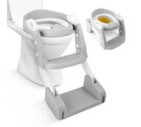 Kidoola 2-in-1 Toddler Potty and Ladder - Soft Seat, Non-Slip, Splash Guard - Ideal for Potty Training Stages - Portable, Lightweight, and Easy to Clean - Perfect for Boys and Girls (Grey)