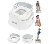Kidoola 3-in-1 Potty Training Seat & Step Stool, Convertible Potty Chair & Toilet Trainer for Kids Ages 2-4+, Universal Fit, Removable Bowl, Non-Slip, Easy Clean, Lightweight, Grey - 40.5x37.5x25cm