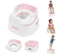 Kidoola 3-In-1 Potty Training Seat & Step Stool For Kids Ages 2 To 4+, Universal Fit, Removable Bowl, Non-Slip, Lightweight, Pink