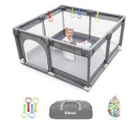 Kidoola Baby Playpen with Padded Frame & Mesh Walls (127x127x65cm) - Small in Grey | Size: 127 x 127 x 65 cm Kidoola Grey 127 x 127 x 65 cm