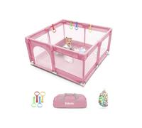 Kidoola Baby Playpen with Padded Frame & Mesh Walls (127x127x65cm) - Small in Pink | Size: 127 x 127 x 65 cm Kidoola Pink 127 x 127 x 65 cm