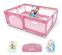 Kidoola Baby Playpen with Padded Frame & Mesh Walls (150x180x65cm) - Large in Pink | Size: 150 x 180 x 65 cm Kidoola Pink 150 x 180 x 65 cm