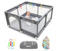 Kidoola Baby Playpen with Padded Frame & Mesh Walls, Baby Play Pen with Balls, Pull Rings, Playpen for Baby and Toddlers, Ideal for Indoor & Outdoor, Baby Play Pen with Mat - Unisex (127x127x65cm)