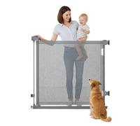 Kidoola Retractable Baby Gate, Mesh Stair & Doorway Safety Gate for Toddlers and Pets, 86cm Tall Extends to 140cm Wide, Space Saving Child Safety Barrier, One Handed Operation for Hallways/Indoor Use