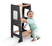kidoola Toddler Learning Tower & Mini Desk (up to 12 Years), Safe & Creative for Kids, Steps Stool with Secure Safety Bars & Adjustable Height, Black & Whiteboard, Easy to Build