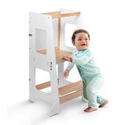 kidoola Toddler Learning Tower & Mini Desk (up to 12 Years), Safe & Creative for Kids, Toddler Steps Stool with Secure Safety Bars & Adjustable Height, Black & Whiteboard, Easy to Build