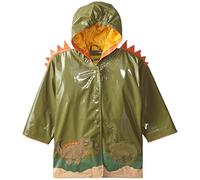 Kidorable Green Dinosaur PU All-Weather Raincoat for Boys With Fun Dino Spikes and Volcano, Green, 5