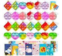 KIDRENFUN Party Bag Fillers Kids - 60 PCS Pop Fidget Toys for Kids, Lucky Dip Prizes Party Bag Toys, Class Prize Birthday Gifts, Party Favours Poppers for Girls Boys (30 Keyring + 30 Cards)