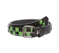 Kids 1" Snap On Punk Rock Studded Leather Belt, Black/Lime Green, xs-20"