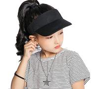 Kids 100% Cotton Sport Quick-Adjust Strap Closure Sun Protect Golf Visor Cap Hat (as8, Age, 2_Years, 6_Years, Black, 52cm/Fit for 2-6 Years Old)