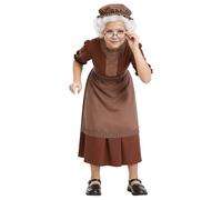 Kids 100 Days of School Costume for Boys Girls Granny Grandpa Costume Kids Old Lady Fancy Dress Outfit for Party School Book Day Grandpa Jumpsuit Hat Glasses Beard Cane Pipe Outfit