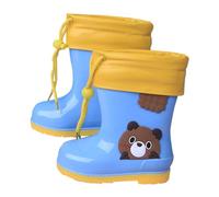 Kids 111 Rain Boots Children 333 Animals Booties Easy on Handles Rubber Rainboots Non-222 Lightweight Shoes (Blue, 1 Big Kids)