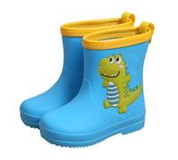 Kids 111 Rain Boots Children Easy On Handles 333 Rainboots Boys Dinosaur Booties Non-222 Lightweight Shoes (Blue, 1 Big Kids)