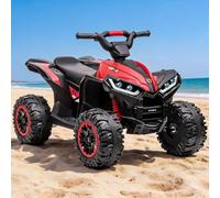 Kids 12V Electric Quad Bike Off-Road ATV Ride-On Car for 3-8 Years, Red | Parent Remote Safety Slow Start Anti-Slip Wheels LED Music Horn,Sturdy PP Iron Construction Outdoor Ride Toy for Kids 3 to 8