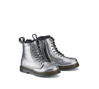 Kids 1460 Ankle Boots in Foil Leather with Faux Fur Lining silver-coloured