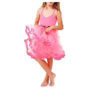 Kids 18 Inches 2 Layers 50s Party Tutu Skirt Girls Petticoat Fancy Dress Wear Long Skirts Pink