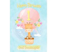 Kids 1st Birthday Card for Great Granddaughter (Giraffe) - from Nanna Grandad Greeting Blank Inside Envelope Included Gift Idea UK