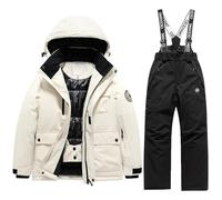 Kids 2 Pcs Ski Suit Set UK, Boys Ski Suit Snowsuit 2 Piece Outfits Set Children Lightweight Outfit Winter Warm Windbroof Puffer Down Jacket Snow Suits for Unisex Baby Toddler