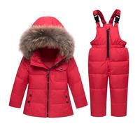 Kids 2 Pcs Ski Suit Set UK, Ski Suit Boys Children's Snowsuit 2 Piece Thickened Jacket + Trousers Jackets and Trousers Set Winter Warm Windbroof Puffer Down Jacket Snow Suits Children Unisex