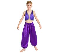 Kids 2-piece Arabian Desert Prince Costume Set for Boys Purple 5-6 Years