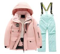 Kids 2-Piece Snowsuit, Skiing Suit Kids Boys Snowsuit Winter 2-Piece Outfit Set Ski Jackets and Trousers Set Girl Snow Suit Rain Jacket Snow Pants Waterproof Windproof