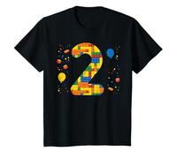 Kids 2nd Birthday Blocks Building Bricks 2 Year Old Toddler Boys T-Shirt