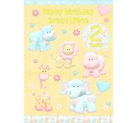 Kids 2nd Birthday Cute Jungle Animals Cartoon Card for Great Niece