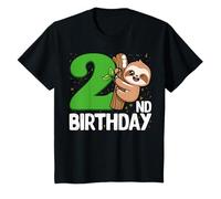 Kids 2nd Birthday Cute Sloth 2 Years Old Kids Birthday Party T-Shirt