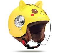 Kids 3/4 Motorbike Half Hel-Met with Cat Ears Retro Toddler Open Face Scooter Bicycle Youth Child Dirt-Bike Go-Kart Moped ATV for Boys Girls,DOT Approved A1,49-55cm