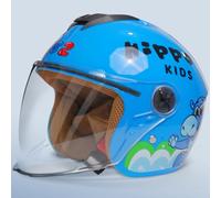 Kids 3/4 Motorcycle Helmet with Visor,ECE Approved 3-14 Ages Child Boys Girls Open Face Half Helmet,Retro Youth Electric Moped ATV Helmets for Scooter Dirt-Bike Go-Kart A,48-58CM