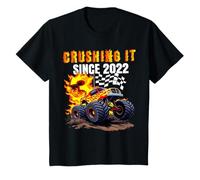 Kids 3 Crushing It Since 2022 3th Three Birthday Monster Truck T-Shirt