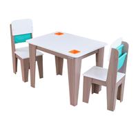 Kids 3 Piece Rectangular Activity Table and 2 Chair Set in Grey Ash Colour